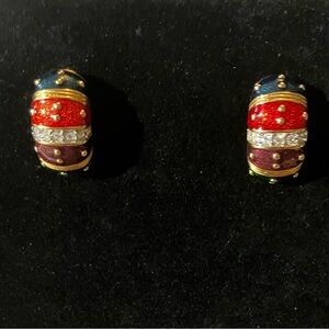 Joan Rivers Multicolor Enamel Earrings